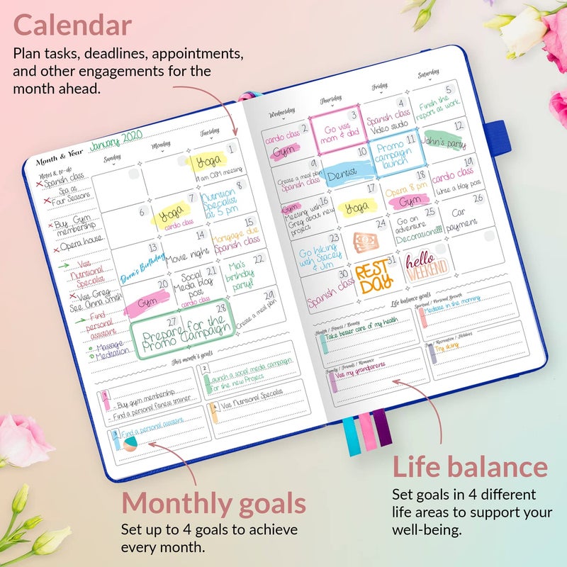 GoGirl Planner and Organizer for Women â€“ Compact Size Weekly Planner, Goals Journal & Agenda to Improve Time Management, Productivity & Live Happier. Undated â€“ Start Anytime, Lasts 1 Year â€“ Royal Blue - Image 4